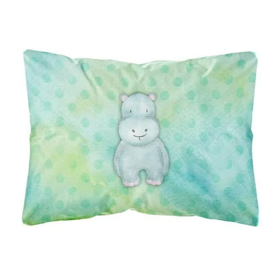 Polkadot Hippopotamus Watercolor Canvas Fabric Decorative Pillow