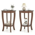 thumbnail image 1 of Costway 2 Pcs Table d'Appoint à 2 Niveaux 18 Pouces Ronde Compacte Table de Chevet de Canapé avec Tablette de Rangement Brun, 1 of 10