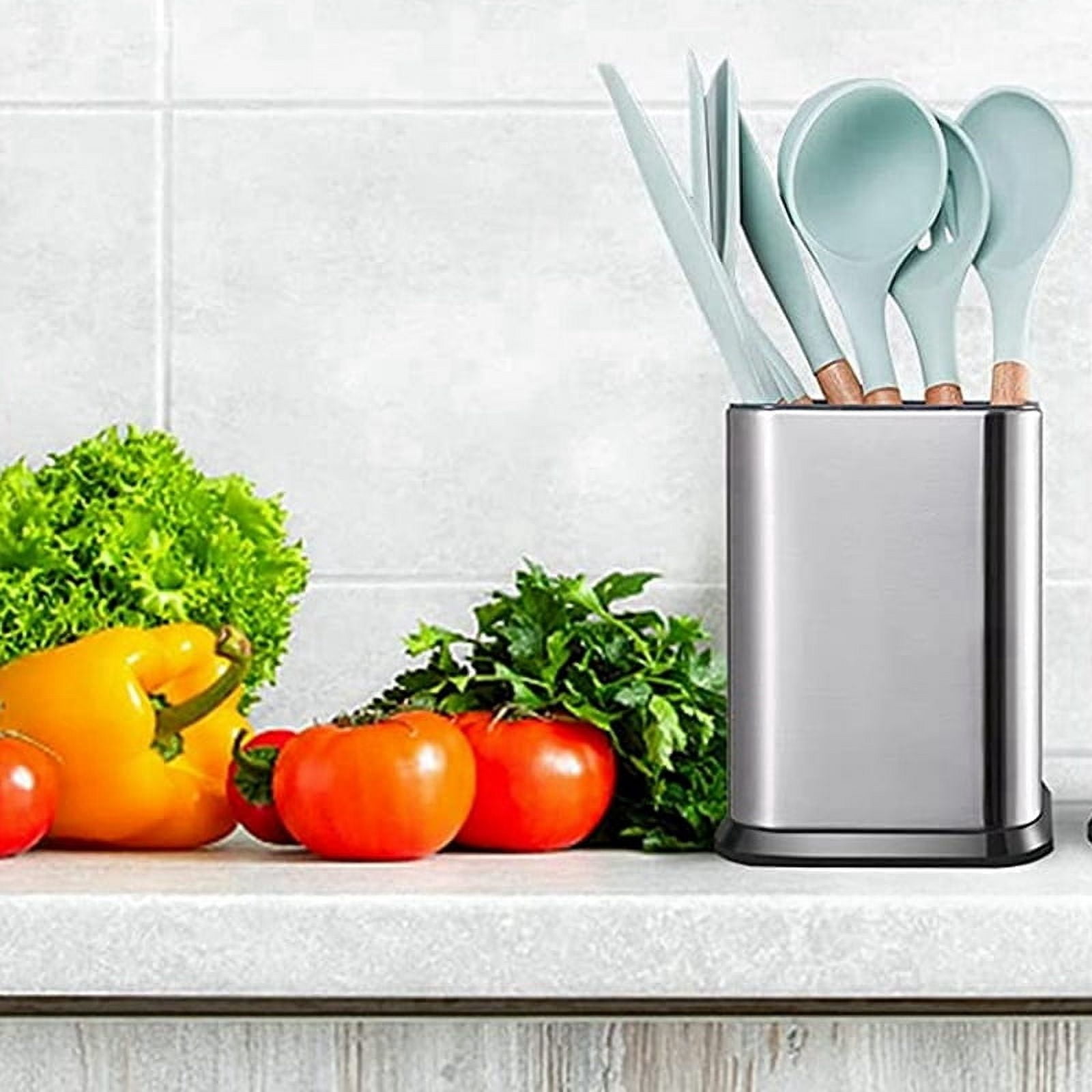 3X Kitchen Utensil Holder, Utensil Holder for Countertop Cooking Utensil Holder Deep and Stable Organizer