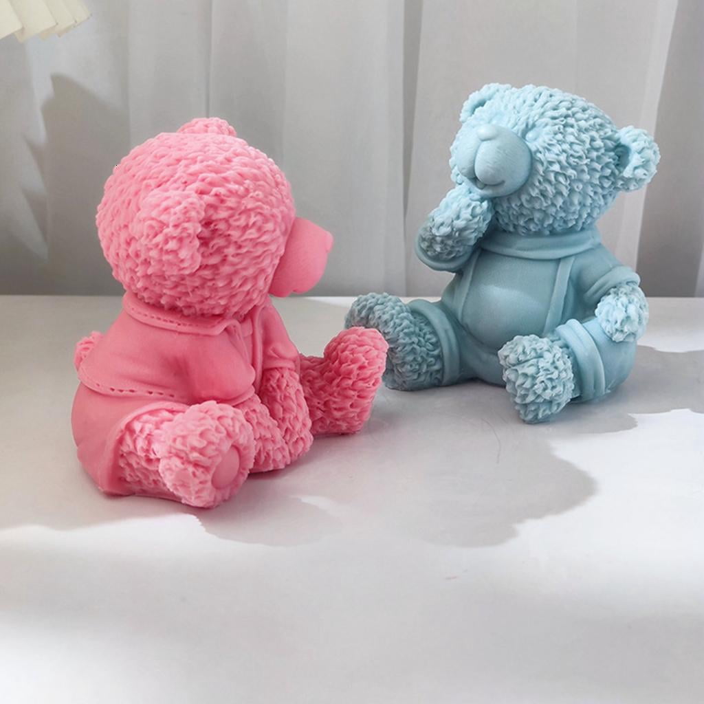 Osdhezcn Handmade Candle Mold 3D Animal Silicone Mold Reusable Sitting Bear Resin Mold