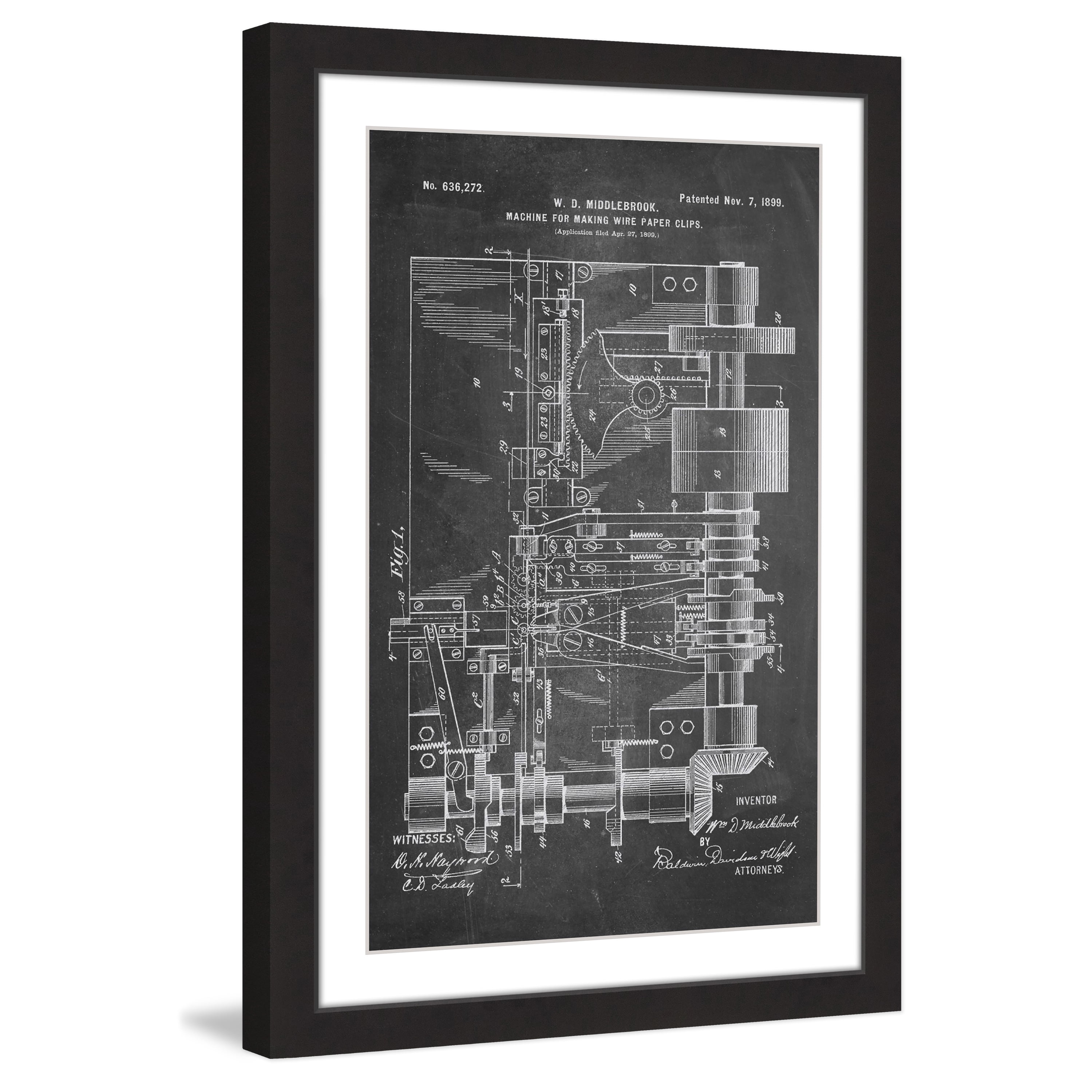 "Paper Clip 1899 Chalk" Framed Painting Print
