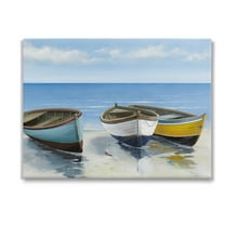 Stupell Industries Coastal Rowboats on Shore Transportation Painting Gallery Wrapped Canvas Art Print Wall Art, 48 x 36