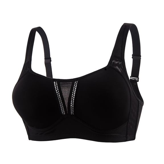 Women's Sports Bras Thin Sagging Gathering Bra With Double Breasts Plus Size Seamless Sports Bra Sports Bra Black M