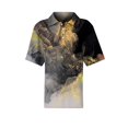 thumbnail image 4 of Summer Polo Shirts for Women Waffle Vintage Texture Abstract Oil Painting Print Golf Shirts for Women Short Sleeve Button Collar Trendy Tee Tops Gray L, 4 of 5