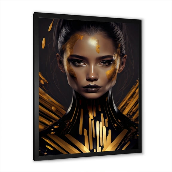 Designart Sensual Liquid Gold Woman I Framed Wall Art