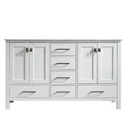Gela 60" Double Vanity in White with Carrara White Marble Countertop without Mirror