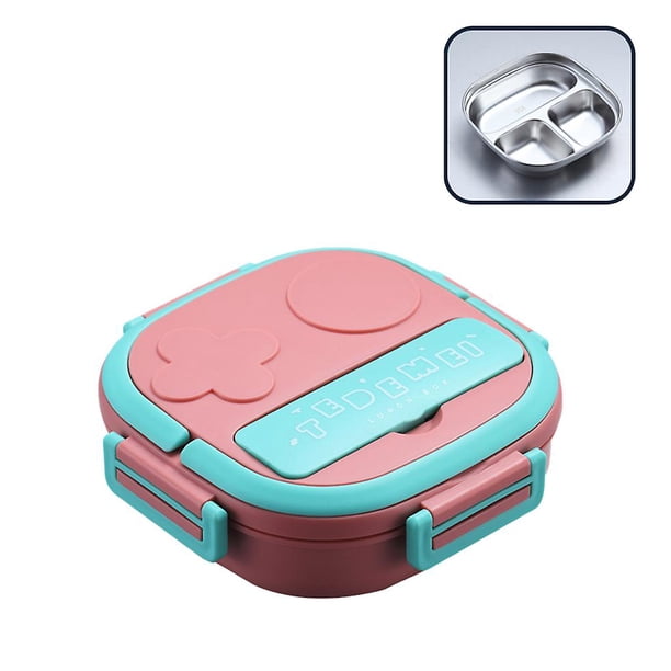 Fiambrera de acero inoxidable 304 para niños, con forma de robot de dibujos animados, compartimento para guardar alimentos para estudiantes, para guardar ensaladas, organizador, tres rejillas, color