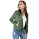 thumbnail image 3 of Chaqueta corta de motociclista Allegra K Piel sintética asimétrica con cremallera frontal mujer ejercito verde S, 3 of 6