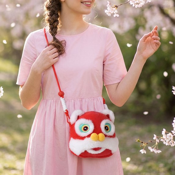 Soft Lion Head Horse Mascot Plush Toy, Decorative Animal Figurine for Home Decor, Zodiac Theme Stuffed Animal, Soft Animal Plushie Ornament, Lunar New Year Gift
