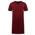 thumbnail image 1 of Men V-neck Long Sleeping Shirt, Solid Color Short Sleeve Split Hem Sleepwear, 1 of 7