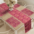 thumbnail image 2 of Ambesonne Oriental Table Runner & Placemats, Peaceful Lotus Art, Placemat 4 pcs + Runner 12"x72", Magenta Sand Brown, 2 of 2