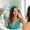 thumbnail image 5 of Holiday Party Accessory Set, 4Th of July Decorations, Dress Up, 4Th of July Party Favors, Gold Decorations, 1 Teal Statue Liberty Headband and 1 Gold Finished Prop for July 4Th, 5 of 7