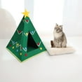 thumbnail image 5 of Christmas Tree Pet Bed, Fabric Tent Cave with Lamb Mat, Warm Cat Dog House for Small Animals Seasonal Home Decoration, 5 of 5