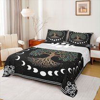 Homewish Teens Tree Of Life 3pcs Twin Sheet Sets,Bohemian Boho Twin Fitted Sheet,Exotic Style Breathable Flat Sheet,Super Cozy Room Decor