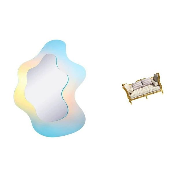 Sofá En Miniatura Para Casa De Muñecas Con Espejo Acrílico Ondulado, Decoración Moderna Para Baño, Pared, Manualidades, Mueble De Simulación, Juguete Para Escena De La Vida Real 112