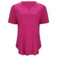 thumbnail image 3 of Women's Fashion Casual V Neck Solid Color Loose Short Sleeved T Shirt Top Loose T Shirts Shirts Women T Shirt Womens Short Sleeved Athletic Tops Womens Long Sleeved Tees Spandex T Shirts Athletic V, 3 of 7