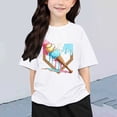thumbnail image 2 of YAYUBA Girls Tops Size 10-12 Letter Print Round Neck Back To School Short Sleeve T-Shirt Funny Sports T-Shirt Preppy T-Shirts Infant To Big Kid, 5-6 Years, White, 2 of 6