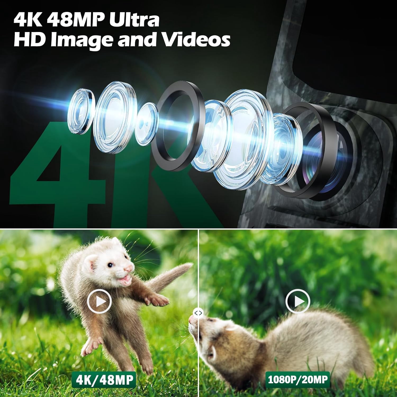 CAMPARK Trail Camera with 2500mAh Solar Panel