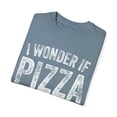 thumbnail image 3 of Vintage Raves Party Festival Goers Gift | Funny Wonder If Pizza Thinks About Saying Men Women Unisex Garment-Dyed T-shirt, 3 of 4