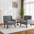 thumbnail image 6 of UIXE Accent Chair Set of 2 Velvet Upholstered Armchair for Living Room Elegant Tufted Chair, Gray, 6 of 7