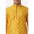 thumbnail image 7 of Royal Kurta Jacquard Silk Printed Mustard Kurta Mustard Dhoti Set for Men, 7 of 7