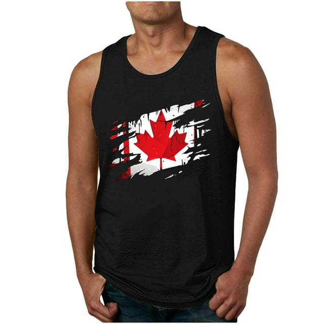 Hombres Hojas de Arce Impresión Gimnasio Hogar Usar Pijamas Color Algodón Color Sólido Cuello Redondo Camiseta