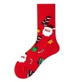 thumbnail image 3 of Womens Christmas Socks Festive Winter Warm Mid Calf Cute Crew Socks Funny Xmas Gift Holiday Cozy Soft Slipper Socks Watermelon Red One Size, 3 of 4