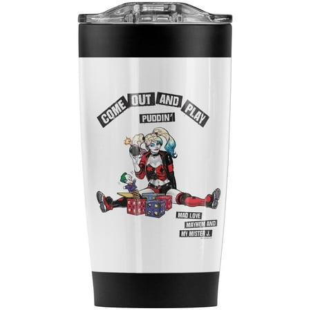 

Harley Quinn Come Out And Play Stainless Steel Tumbler 20 oz Coffee Travel Mug/Cup Vacuum Insulated & Double Wall with Leakproof Sliding Lid | Great for Hot Drinks and Cold Beverages