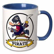 3drose, Funny Worlds Greatest Pirate Cartoon, 15oz Two-tone Blue Mug