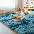 thumbnail image 2 of ZENELESS Super Soft Fluffy Rug for Bedroom,6x9 Tie-Dye Peacock Blue Anti-Skid Plush Floor Carpet for Living Room Home Decor, 2 of 7