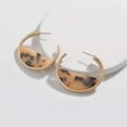 thumbnail image 3 of Matte Gold Circle Hoops Tortoise Shell Acrylic Half Round Hoop Women Earrings, 3 of 5