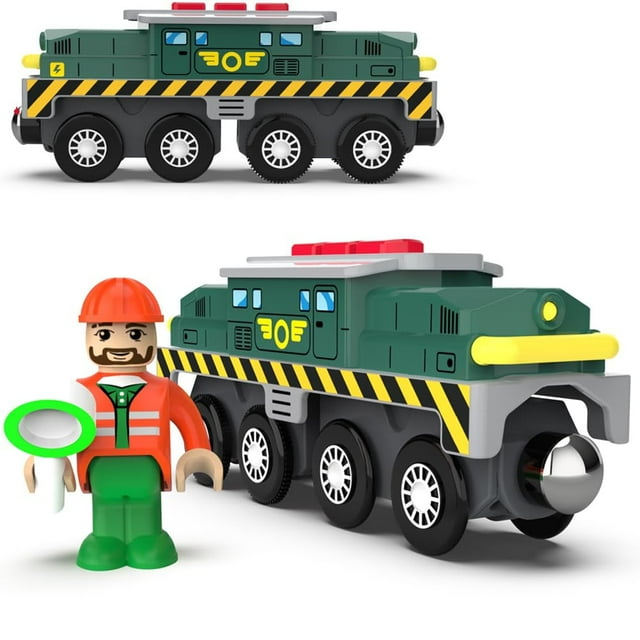 Tren de Locomotora de Acción Que Funciona con Pilas (Conexión Magnética): Potente Juego de Trenes Bala con Motor Compatible con Thomas, Brío, Chuggington - Juguetes de Tren para Niños Pequeños