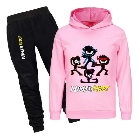 Kids Ninja Kidz Hoodie and Sweatpants Set – Boys Girls 2-Piece Outfit – Pullover and Joggers for Casual, Lounge, and Active Wear