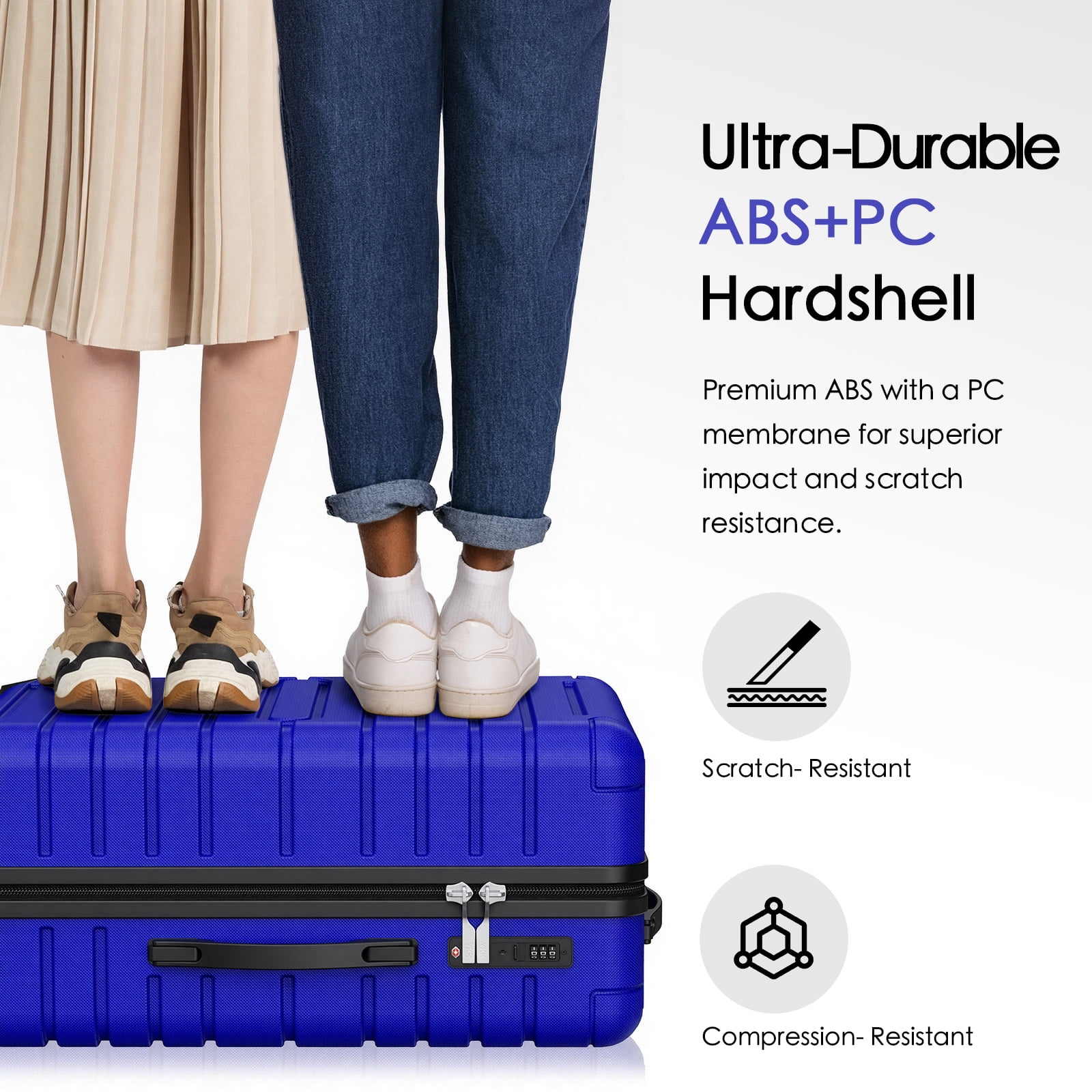 Vebreda 3 Piece Hardside Luggage Set with TSA Lock, 360° Spinner Wheels, Durable Lightweight Shell, Checked Suitcases (20”/24”/28”)
