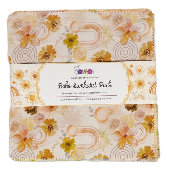 Soimoi 40 Pcs 10 x 10 inches Printied Quilting Fabric Bundles Precut, DIY Cotton Fabric Square, Printed Layer Cakes Patchwork Materials for Craft, Charm Squares for Quilts, Sewing