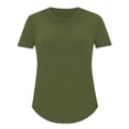 thumbnail image 4 of YFELWZ T-Shirt à Manches Courtes Col Rond pour Femmes Grande Taille Couleur Unie Vert Armée G, 4 of 4