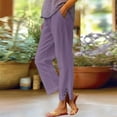 thumbnail image 2 of iHPH7 Linen Cotton Pants Women Gauze Pants Elastic Waist Trousers Straight Pant Linen Casual Pants Ankle Pants Beach Pants for Women Cotton Pants for Women Straight Leg (S-5XL), 2 of 6