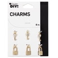 thumbnail image 6 of Cousin DIY 6 Piece Lock and Key Charms, Gold Tone Metal with Crystals, Unisex, Adult, 69995710, 6 of 6