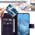 thumbnail image 4 of Feishell Slim Wallet Case for Google Pixel 9 Pro XL,Shockproof Stylish Embossed Pattern PU Leather Magnetic Clasp Folio Flip Kickstand Card Slots Purse for Women Men Phone Cover,Purple, 4 of 9