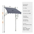 thumbnail image 3 of KFFKFF 59 x 47" Outdoor Awning, Manual Retractable Sunshade Canopy, Height Adjustable 86-122 in, for Deck/Patio/Balcony/Yard, Dark Gray, 3 of 9