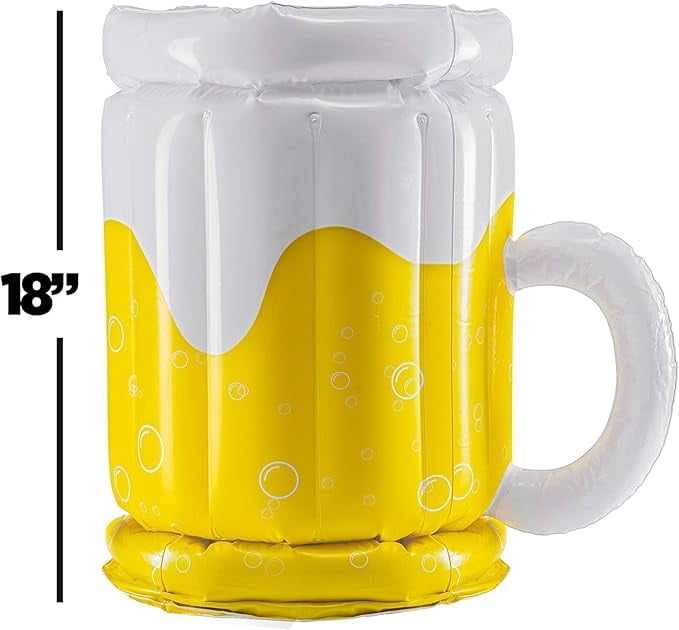 Inflatable Cooler - Pack of 2 Beer Mug Floating Cooler for Pool Parties and Summer Gatherings - Durable Drink Chiller and Bachelor Party Decorations