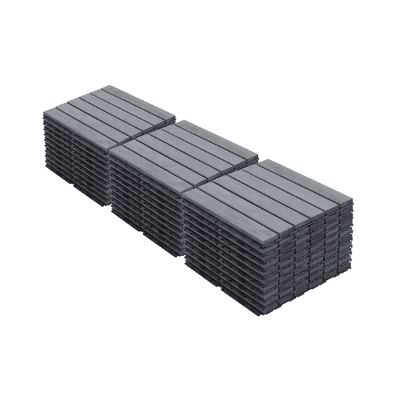 30 PCS Interlocking Deck Tiles Striped Pattern, 12" x 12" Square Light Gray Hardwood Outdoor Flooring for Patio, Bancony, Pool Side,... Light Gray Garden & Outdoor American Design Acacia Wood