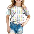 thumbnail image 4 of UngA Easter Tops for Girls Bunny Kids Graphic Tees Summer Short Sleeve Tops Funny Rabbit Toddler T Shirts Girls (Light Yellow,8-9 Years), 4 of 6