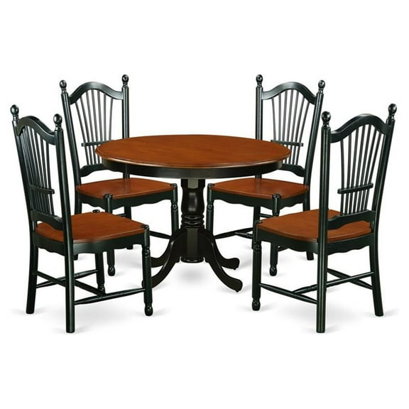 East West Furniture Dining Room Set Black & Cherry, HLDO5-BCH-W