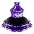 thumbnail image 4 of YONGHS Kids Girls Halter Neck Sequins Mesh Tutu Dress Gymnastic Leotard Dancewear 4-16 Purple 6, 4 of 6