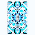 thumbnail image 1 of Metal Light Switch Plate Cover Neon Blue Mandala Flower Tile Pattern MDL033, 1 of 13