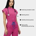 thumbnail image 3 of Niaahinn Women's Medical Scrub Jumpsuit - Mandarin Collar, with Drawstring Waist for Nursing Uniforms, 3 of 7