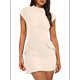 thumbnail image 2 of Vestido de Verano para Mujer, Cuello Alto, Corta, Minivestido de Fiesta, Color Albaricoque M, 2 of 8