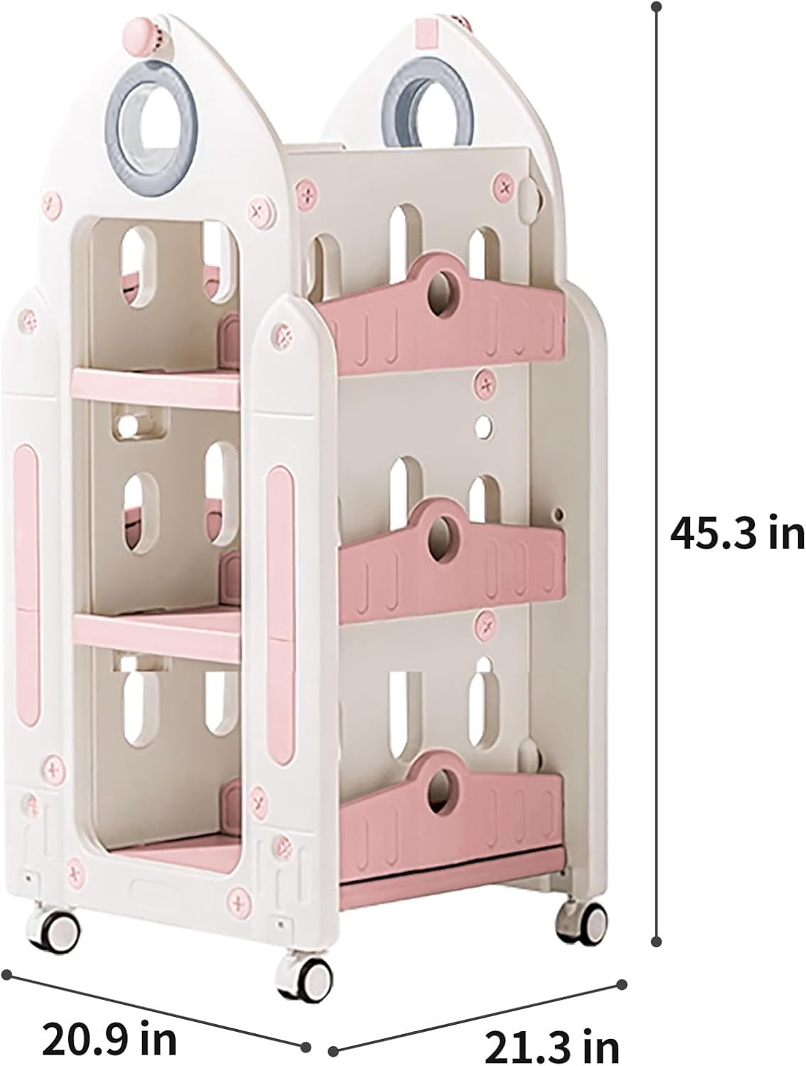 UNICOO® Kids Rocket Toy & Bookshelf Storage Organizer(Pink)