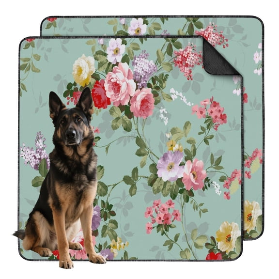Extra Large 48x48 Inch Reusable Dog Training Pads 2-Pack, Heavy Duty Washable Puppy Potty Mats, High Absorbency Leakproof Base for Indoor Use, Floral Design